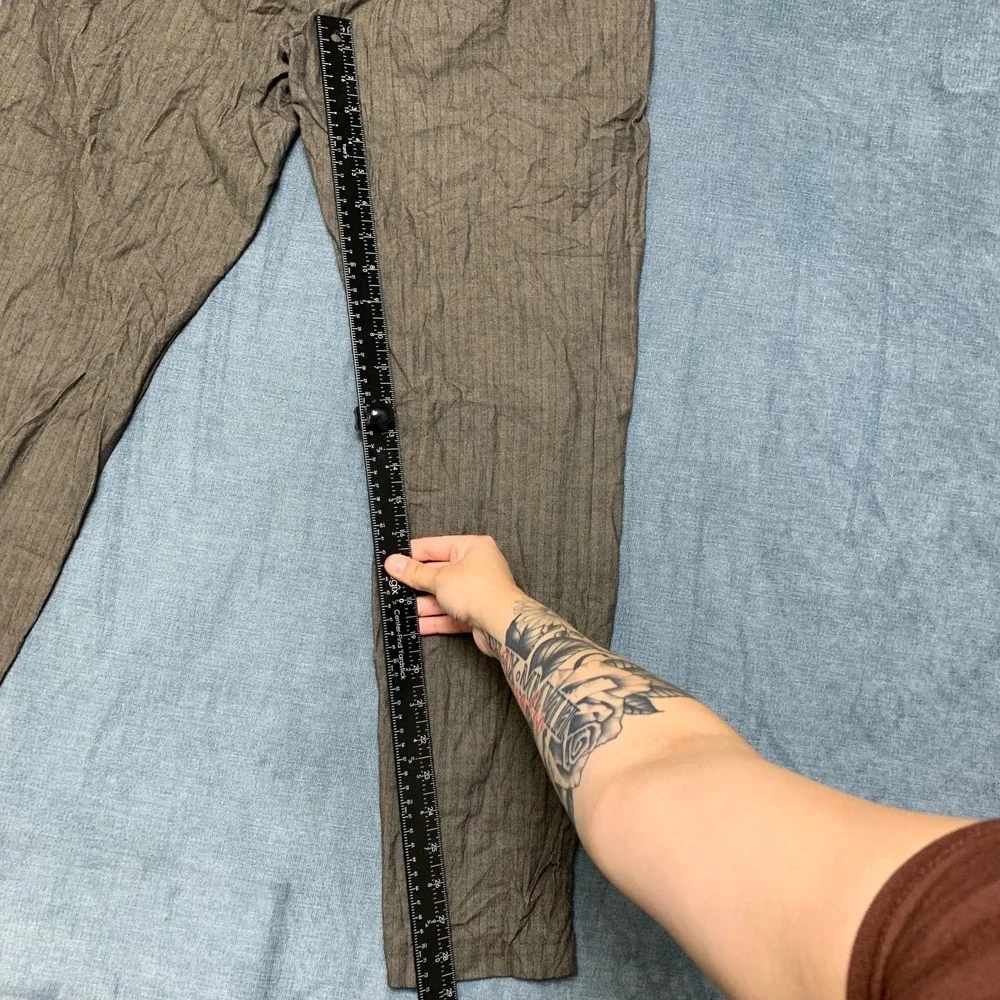 Abercrombie & Fitch Chino Pants Men Large Brown Herringbone Stretch Skinny Taper